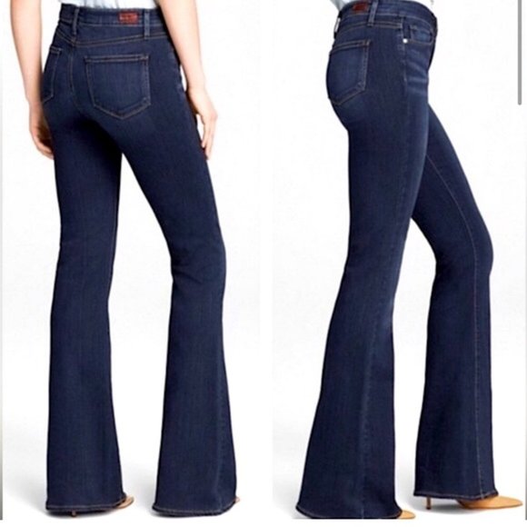 PAIGE Pants - Paige High Rise Bell Canyon Dark Denim Flare Jeans size 32